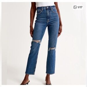 NWOT Abercrombie & Fitch Ultra High Rise Ankle Straight Distressed size 14/32